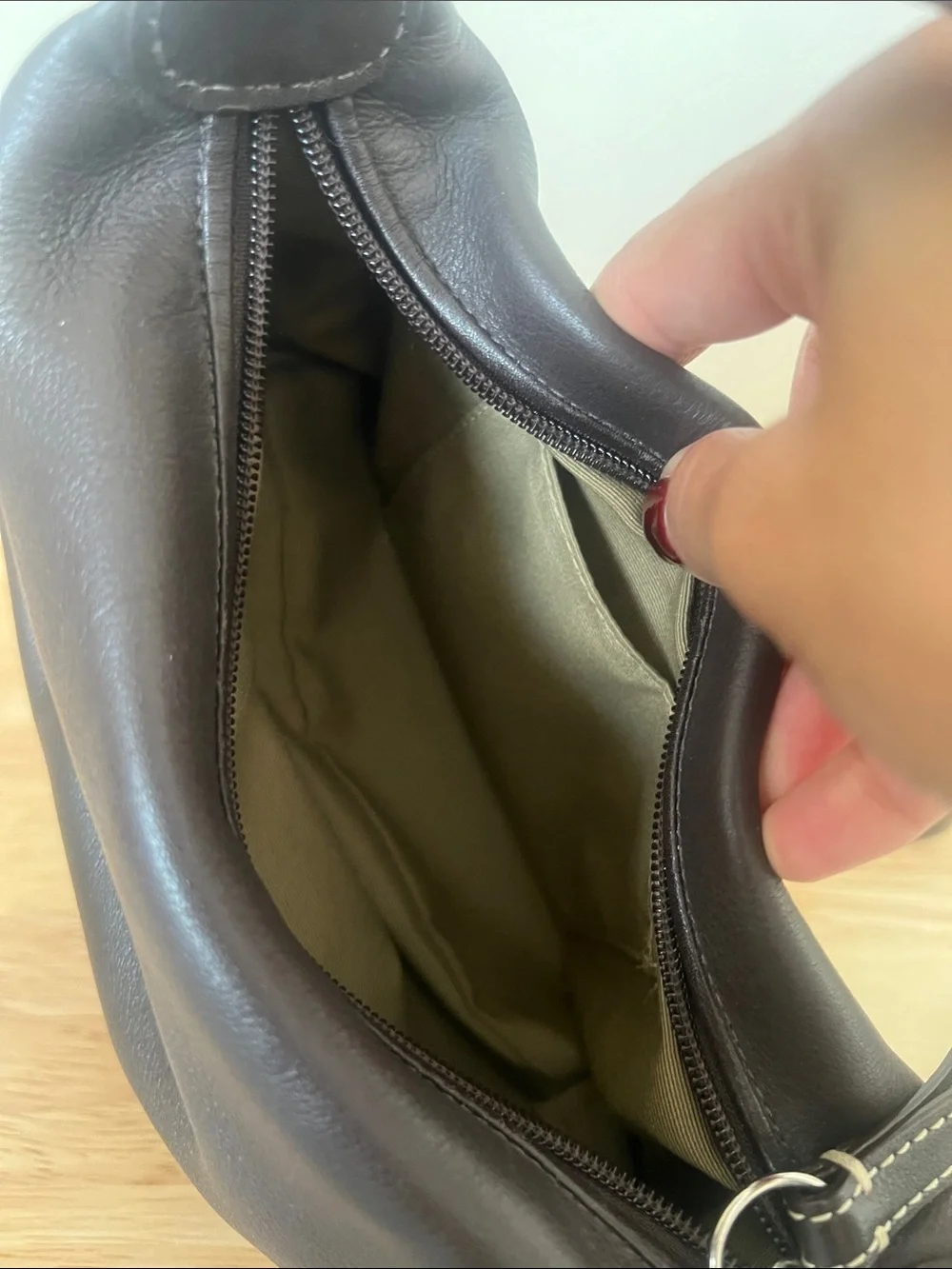 Coach Dark Brown Embossed Leather Mini Hobo